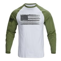 Muški majica s dugim rukavima majica Crew Slim Fit mišićni bluza vrhovi TEE bijeli zeleni 2xl