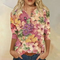 Strungten ženska nova gumba modna tiskana Sedam rukava retro tiskana majica Slim TOP Ležerne prilike Dressy Bluze za žene