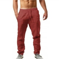Radne pantalone za muškarce elastične hlače Čvrste boje prozračne pamučne labave ležerne hlače crvene