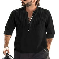 Colisha Muška majica s dugim košuljama Dugi rukavi Dugi rukav Tors Regular Fit Work Henley izrez Bluza Black XL