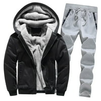 Tking modni muški dukseri zimski topli runo patentni patentni patentni paket jakne Jakna za odjeću Top hlače - crni xxxxxl