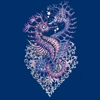 Seahorse Tattoo MENS Royal Blue Graphic Tee - Dizajn ljudi L