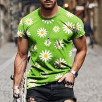Aueoeo Muška majica casual crew vrat cvjetni ties fitness sportski stolovi kratke majice sa rukavima