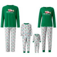 Božićna porodica koja odgovara pidžamima za odrasle djeca Ispis dugih rukava na vratu i rastezanje casual pantalona za spavanje