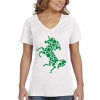Xtrafly Odjeća Ženska Shamrock jednorošna djetelinska majica St. Patrickov majica V-izrez