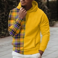 Entyinea muški i veliki muški pulover dukseri s dugim rukavima V izrez patchwork pulover dukserice žuti m