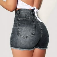 Hlače za žene Žene Prekinute traper kratke hlače Ripped Jeans High Struk-Hotpant Slim Fit Pantalones