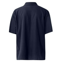 Muškarci Ljetna bluza muški brod vrat kratkih rukava casual modna majica sa botonom-dole pamučna posteljina grafički tee tops 3xl