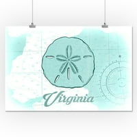 Virginia - Sand Dollar - Teal - Obalna ikona - Lintna Press Artwork