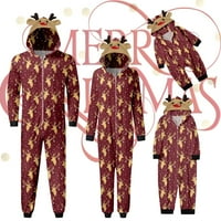 Uklapanje božićne pidžame za obiteljski s dugih rukava Elk Antler Hoody Rodper Zip up skok