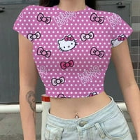 Y2K Sweet Girl Cute Hello Kitty Štamparija Grafički strojevi za majice Harajuku Pink Fun Kawaii Casual Top ljeta Ženska ženska majica