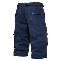 Muške kratke hlače Ukupne boje kratke hlače Srednja struka Multi-džepni šorc hlača s elastičnim strukom