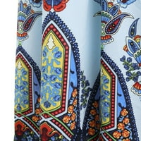 Yubnlvae haljine za žene plus veličine modne žene leptir tiskane s kratkim rukavima s kratkim rukavima V-izrez - plava