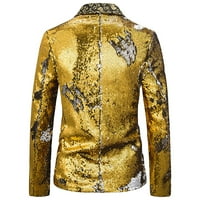 Muška modna odijelo Jakna Blazer One Dugme Luksuzna vjenčanja Stranka večera Prom Tuxedo Gold XL