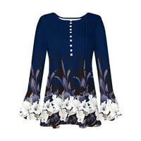 HVYesh Womens Plus Szie Thirts Bluza Trendy rukava Vruća V izrez Tunnic Košulje Elegantne cvjetne ispise
