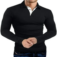 Polo majica od pune boje za muškarce Ležerne prilike dugih rukava Slim Fit pulover Bluze za zimu
