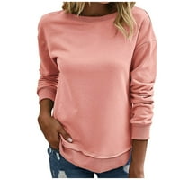 Dqueduo ženski vrhovi modni O-izrez Solid boja slobodno vrijeme dugih rukava džemper vrhovi plus veličine