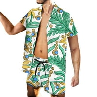 CLlios Havajske košulje za muškarce Clearians, Ležerne prilike za kalupljenje kariranja Kardigan Ispis Skraćeno rukav bluza i hlače