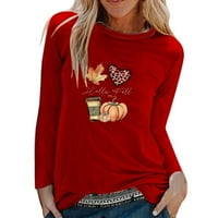 Jesen Ženska odjeća okrugla vrat dugih rukava, majica s crvenim xl