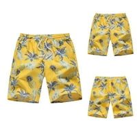 Časlov kratke hlače Aaiyomet muške plažne kratke hlače Muške casual pantalone Bodybuilding Fitness Džepovi ispisane ljetne muške hlače, žuti XL