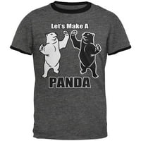 Hajde da napravimo pandu smiješnu mušku ringer majicu tamno heather-crna 2xl