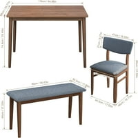 Stepeni objekt za trpezarije, set stola, gumeni drveni pravokutni doručak i stolice i klupe sa jastucima,