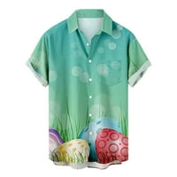 Košulje za muškarce čišćenje muškaraca casual tipke Uskrsni tisak sa džepnim isključivanjem kratkih rukava s bluzom bluza