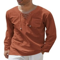 Muškarci Vintage Tunic Majica Regularna Fit Party Majice sa džepnim običnim bluzom za odmor Tamno siva