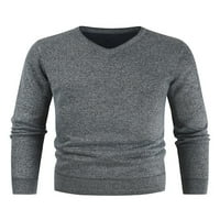 Ležerni tanak fit pulover pleteni džemperShirt za muškarce Termičko izbacivanje unutar džemper sa džemper izoliranim V-izrezom