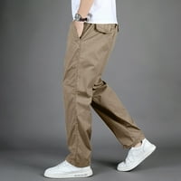 Labakihah teretni pantalone za muškarce muške modne casual labavo pamuk plus veličine džep čipke udružene elastične hlače hlače kaki xxl