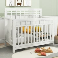 Krevet za djecu sa štitnikom u punoj dužini, Drveni dječji krevetić sa postavkama visine madraca, okvir