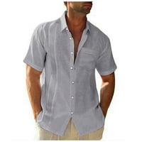 Jsaierl muške pamučne majice ljeto casual gumb dolje majica sa čvrstim kratkim rukavima plaža Top Revel