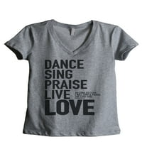Dance Sing Pohvale uživo Ljubav Ženska moda opuštena V-izrez majica Tee Heather Siva mala