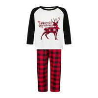 Božićna porodica Pajamas Podudarni set Elk Print Dugi rukavi na dugim rukavima Pletene hlače Loungewear