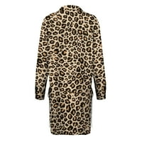GDFUN Ljetni vrhovi modni casual dugih rukava prevelici Leopard Print Rever Labava majica za žene