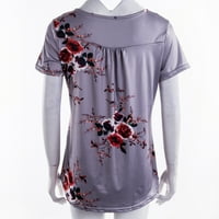 Žene Ljeto Vrh, Cvijeće uzorak gumbi za prsa V-izrez Outfit, kratki rukav divlji modni pulover Ležerna majica