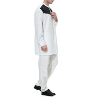 WAVSUF Fashion Big i visoki muški setovi dugi rukavi za vez za vez za hladne bijele vrhove i hlače veličine