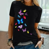Ženska majica košulja za čišćenje tees kratki rukav leptir tisak na vrhu bluza poklon za parove