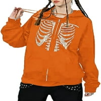 Dabuliu ženske zip up duksele casual prevelizirane skeletone skelestona Y2K estetski labavi fit dukseri