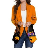 Žene Halloween Otvoreno prednji kardigan prevelizirani pumkin print bluza Slatki sablasni uzorak Kardigani Halloween Print Rever Cardigan Jakna kaput gornji odjeća Blazer Orange M