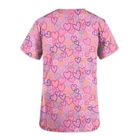 Lovskoo majice kratkih rukava za žene Trendi ljetni vrhovi cvjetni tiskani za V izrez Outfits Valentinovo Dnevni džepovi Bluze za njegu