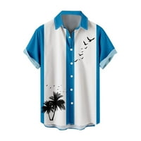 Cleariance Hawaiian Bowling košulje za muškarce skraćeno rušenje dolje majica casual tropska print plaža Ljetni odmor Pokloni T majice sa džepom Z02-Blue XXXXL