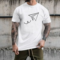 Aaiyomet muški ljetni vrhovi casual papir grafički ispis T majica bluza s kratkim rukavima okrugli vrat na vrhu muške teberse teretane White, m
