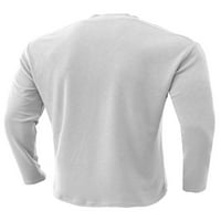 Groanlook Muškarci Regularne tipke Pulover Basic Ribded vrhovi Radni bolovi T majice Bijela 2xL
