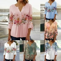 Žene Ljeto V-izrez The The Majice Dame Floral Casual Bluza Tee Plus Size