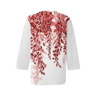 Mrigtriles Žene Ljetni vrhovi cvjetni tiskani tunički rukav gumb Crew Crt Crt Casual Bluuses Top Majica