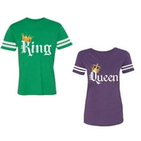 King & Queen Color Unise Par koji odgovara pamučnom dresu Stil majica kontrastne pruge na rukavima