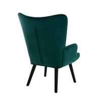 Akcentna stolica, moderna stolica za slobodno vrijeme, zakrivljena leđa, posteljina, za dnevnu sobu spavaću sobu, drvna noga, zelena