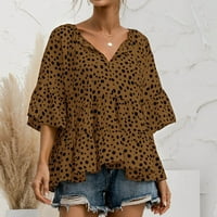 Ženska modna leopard Print V-izrez Polu rukav vrhovi ženska bluza Trendy Fall odjeća košulja za bluza dukserica