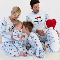 Fanvereka Božićni podudaranje Obiteljske pidžame Set Striped Crtanic Ispisano spavanje za spavanje za